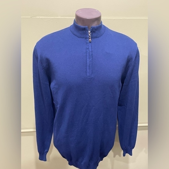 Lavane sweater shirt cobalt mock neck 1/4 zipper regular fit - Picture 1 of 2